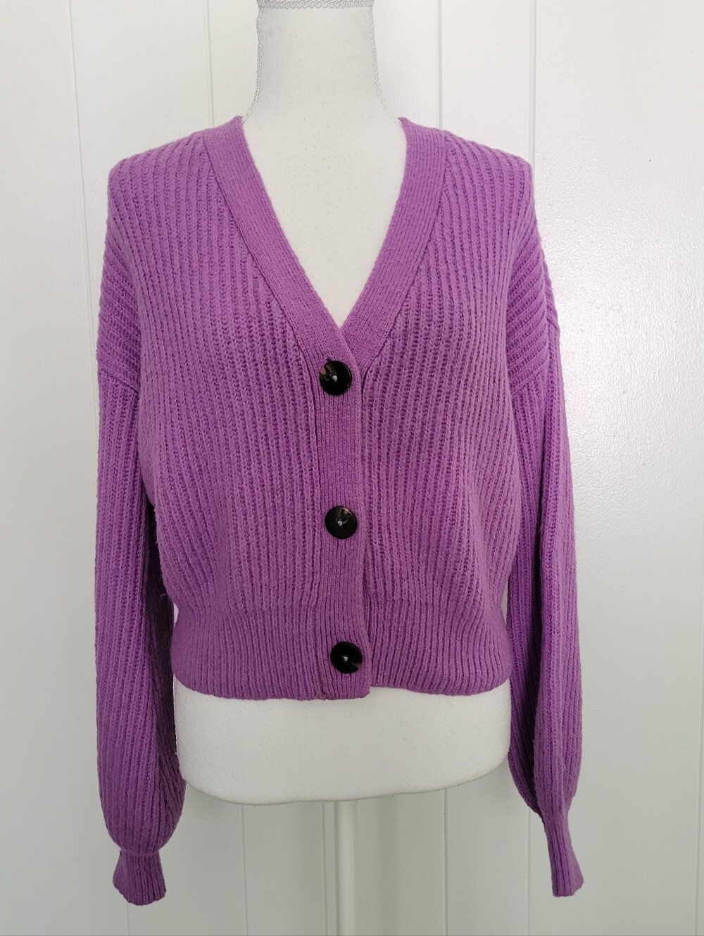 Scotch & Soda Lilac Purple Cardigan Sweater Ribbed Button Down Maison Scotch SM